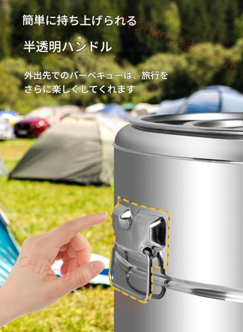 ハンギンググリル 串焼き 炭焼き 油煙分離 屋外キャンプやバーベキュー用 カバー付きチャコールポータブルバーベキューグリル き チャコールケバブドラム型無煙バーベキューステンレス製 360° OLIVEOS_COM_TR