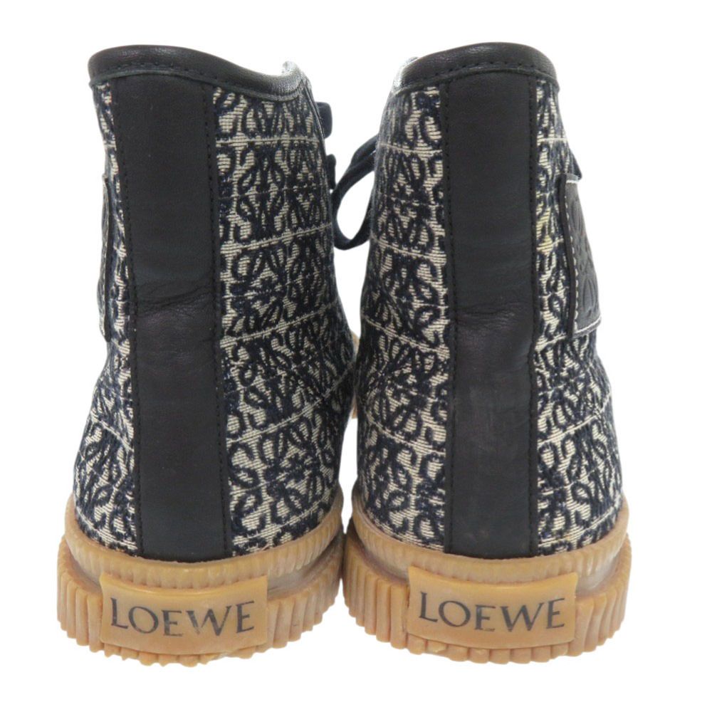 LOEWEロエベ定番人気ハイカットスニーカーベーシックカラー38 美品 ロエベ アナグラム サイズ38 キャンバス ネイビー ベージュ