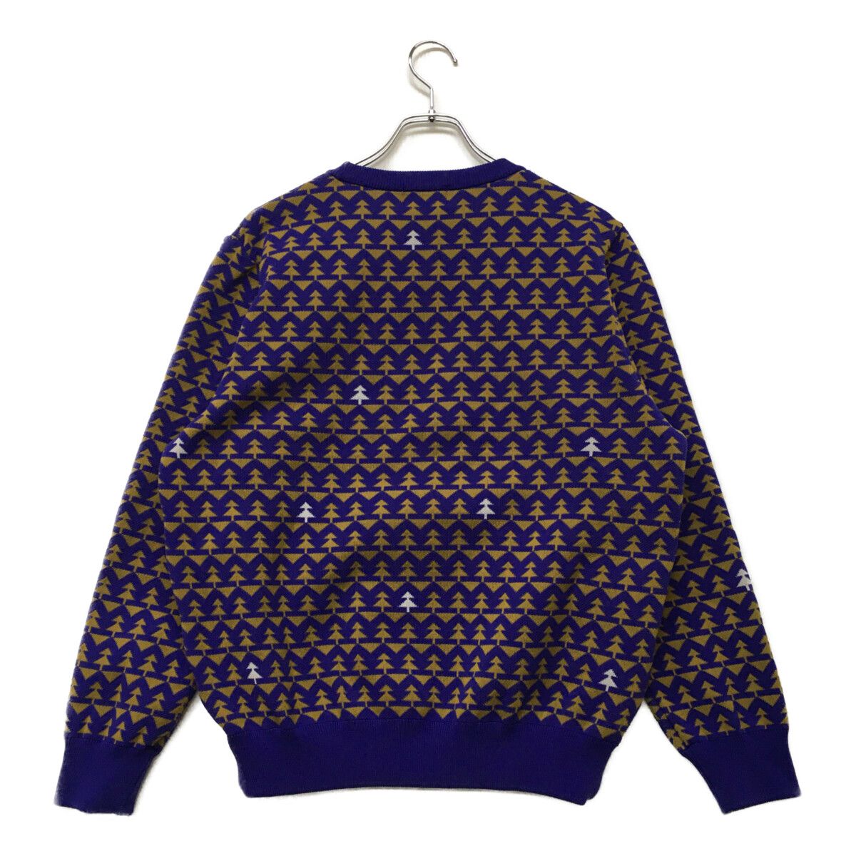 新品】JACK BUNNY ジャックバニー 長袖ニットセーター 総柄 パープル系