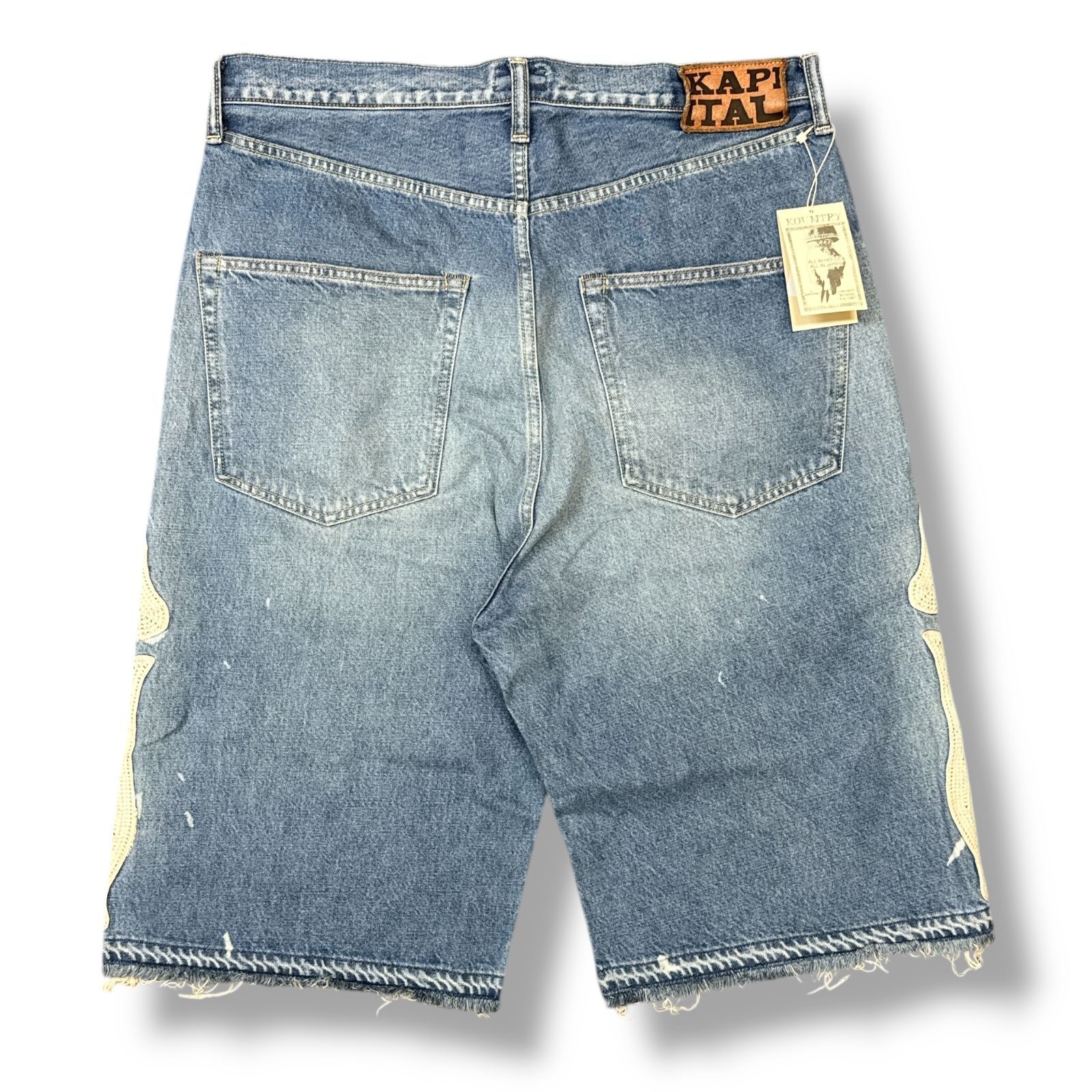 36 KAPITAL BONE ショートパンツ 14ozデニム ショーツ ボーン KAPITAL(キャピタル) / 14ozデニム 5Pショートパンツ(BONE刺繍