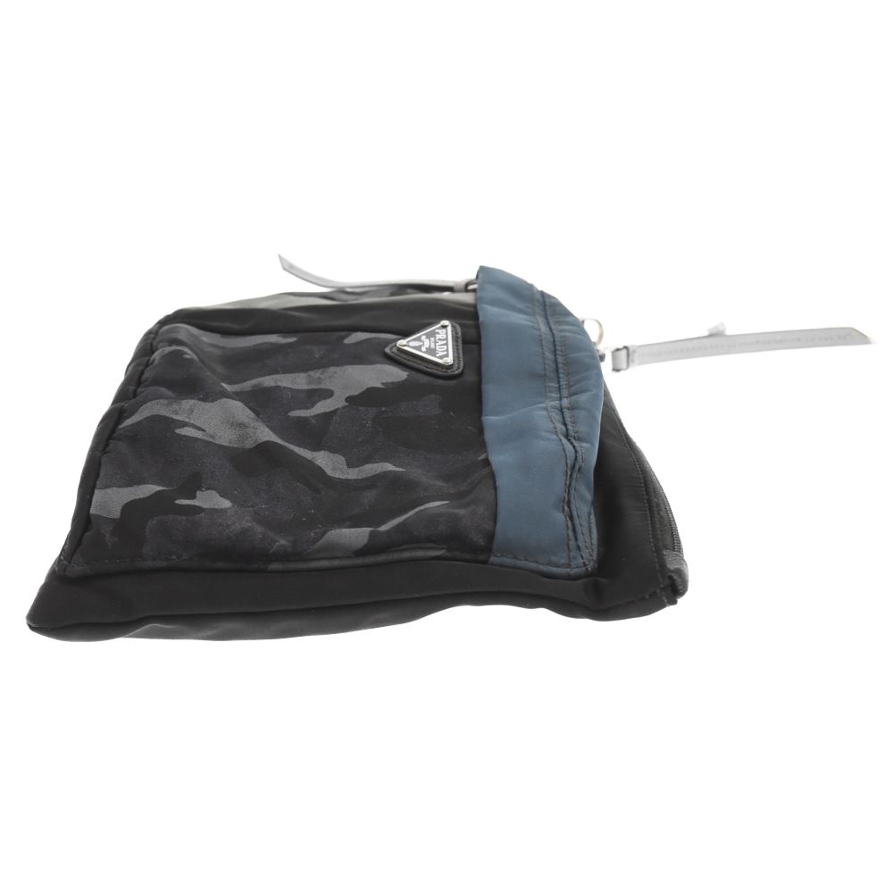 PRADA (プラダ) サフィアーノ カモフラ ナイロンポーチ 2NH07D ブルー  