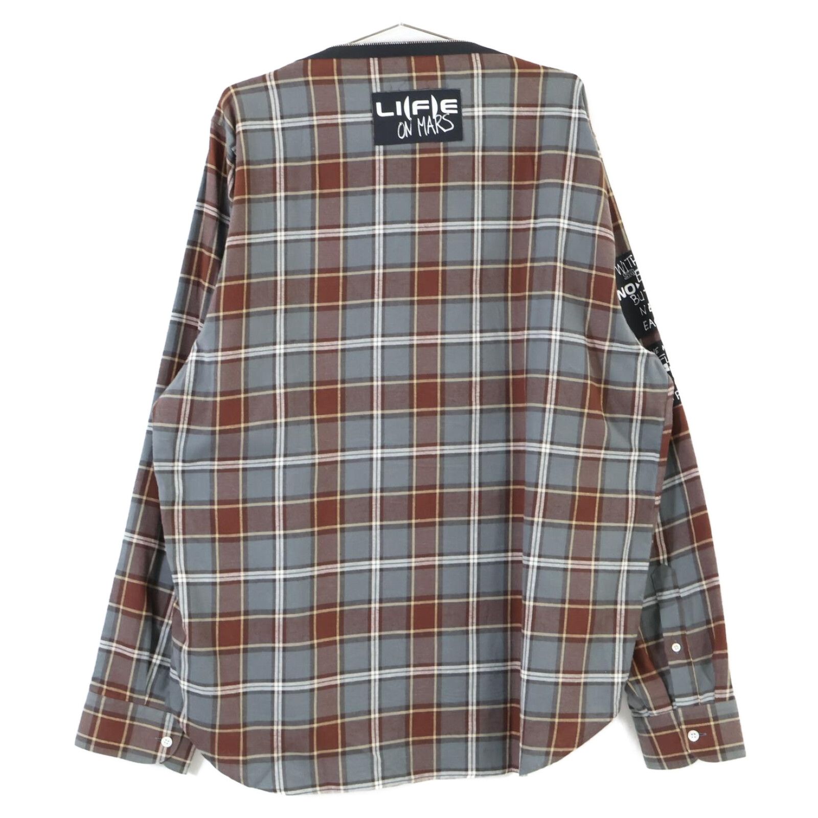 RAF SIMONS ラフシモンズ 【美品】AW2020・2021 BIG FIT CHECK PUNK SHIRTS チェック ジップ ネック パッチ シャツ/ 46