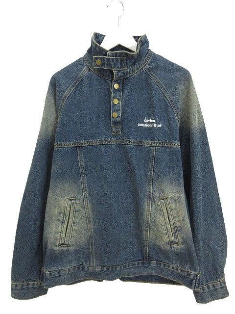 CATTEE デニム プルオーバー ジャケット インディゴブルー 刺繍 