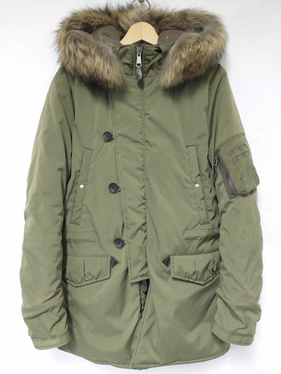 wjk N-3B サイズL 19AW cf37p タグ付 PRIMALOFT ラクーンファー カーキ コート ミリタリー フライトジャケット プリマロフト