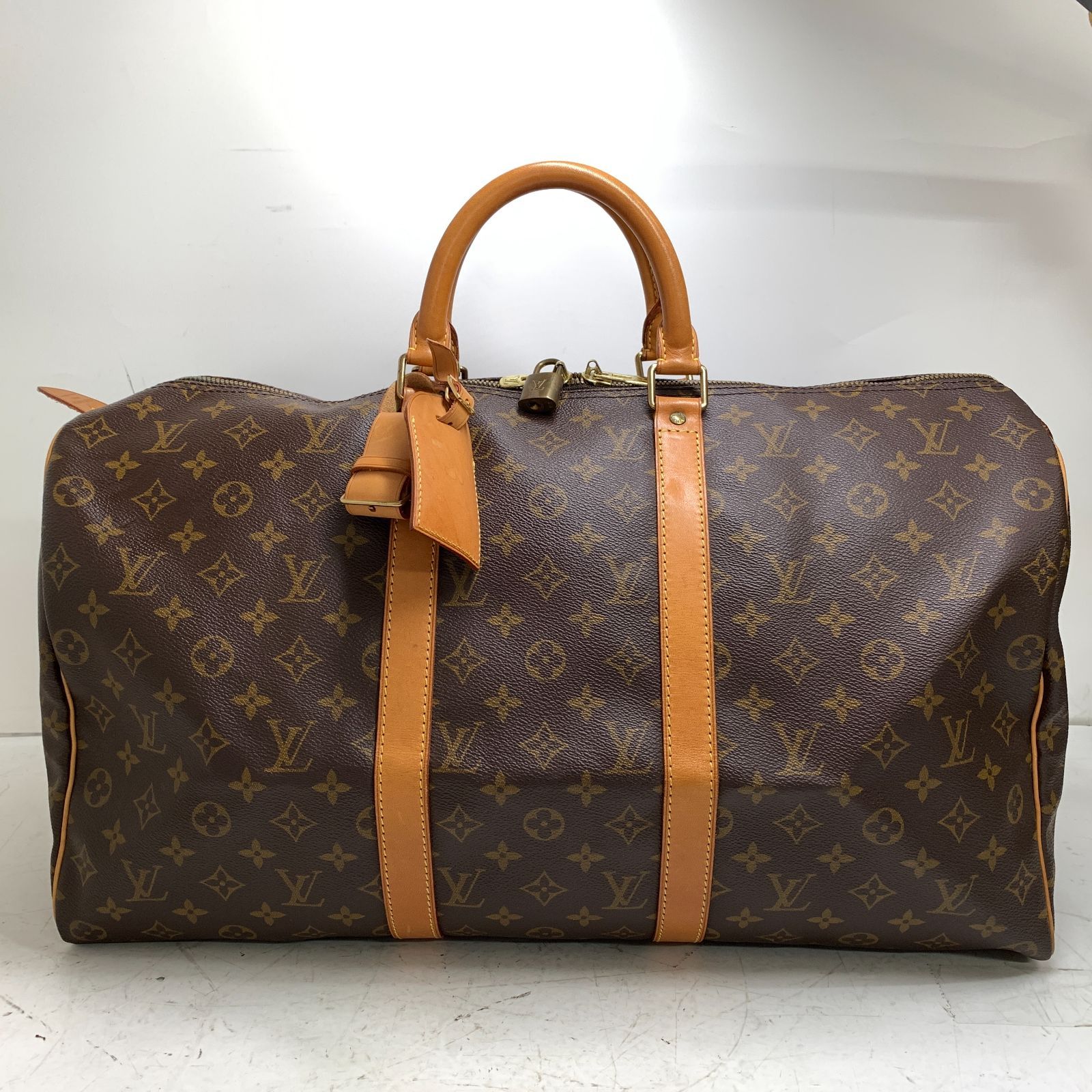 f001 L 鑑定済 LOUIS VUITTON ハンド・ボストンバッグ キーポル50 で 