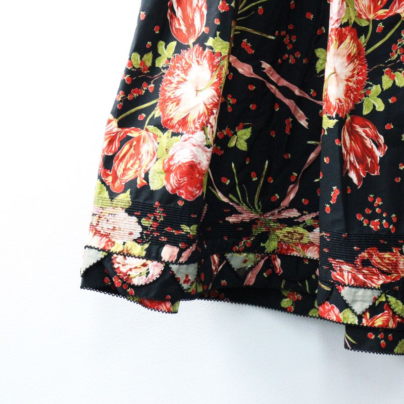 美品 カネコイサオ KANEKO ISAO 裾パッチワーク フラワーブーケ  