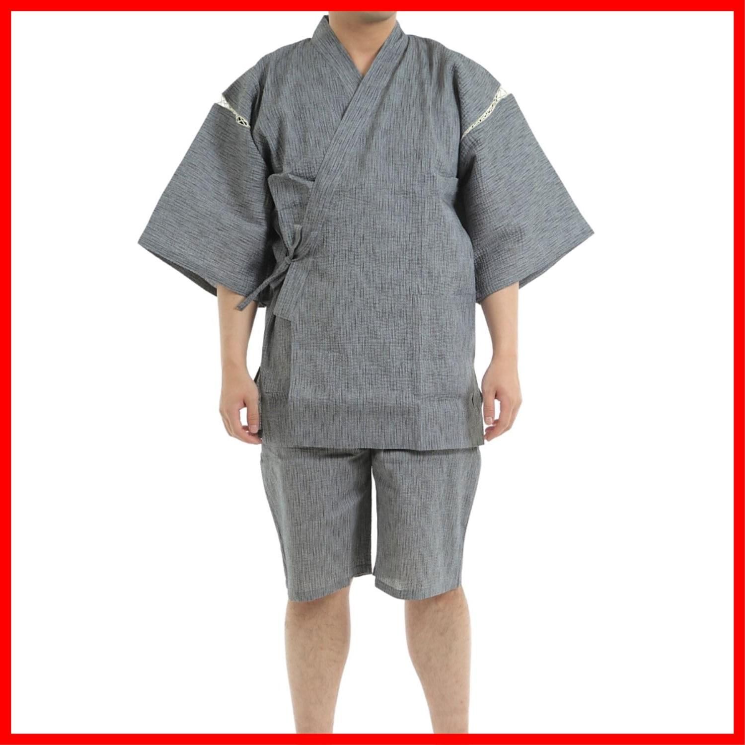 M|L|LL|3L|4L|5L 大きいサイズ メンズ リラックスウェア 夏服 和服 お祭り 涼しい着心地 綿100％ 父の日 しじら織り甚平 江戸てん