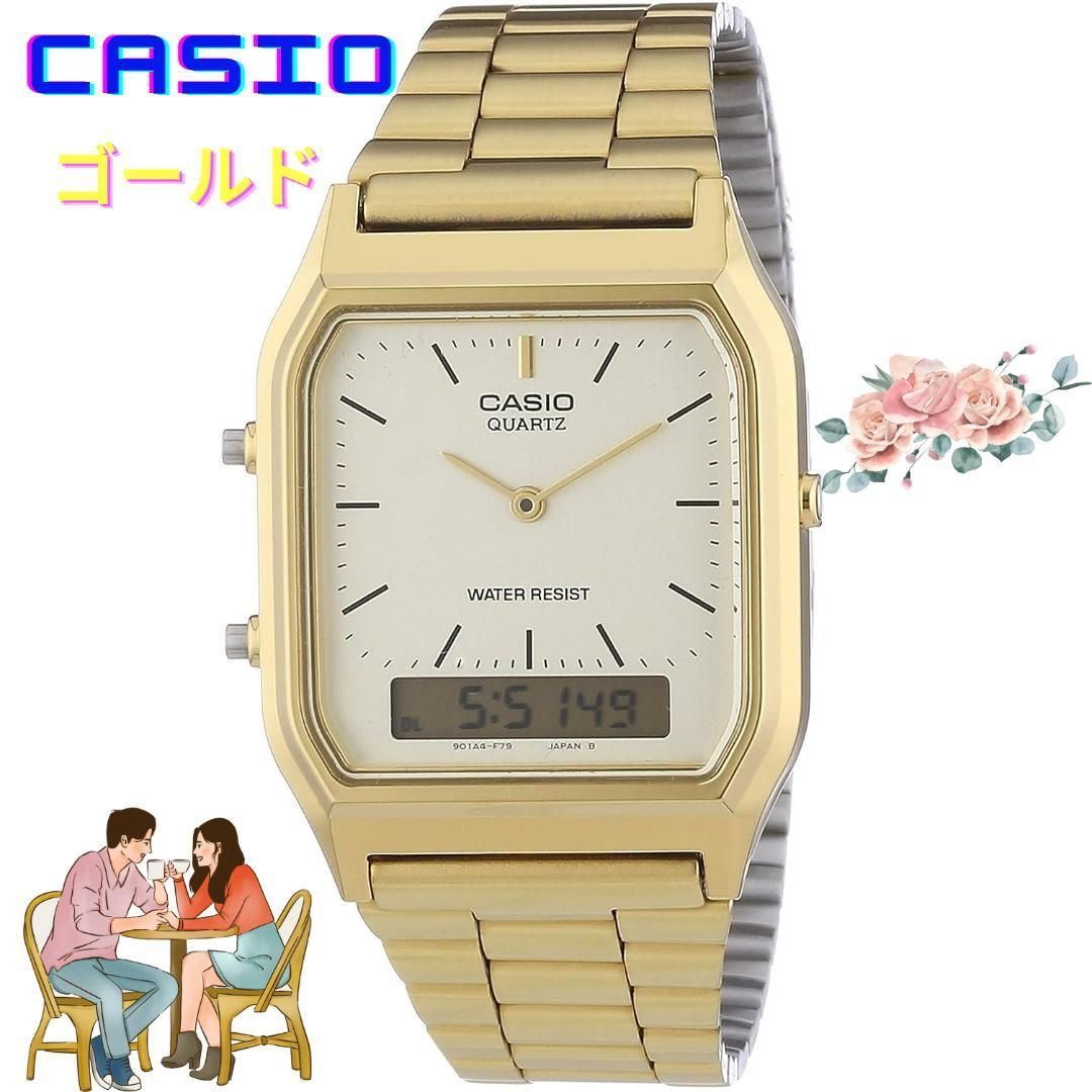 返品可】CASIO ANA-DIGI カシオ アナデジ ゴールド 腕時計 - メルカリ