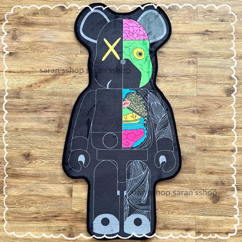 4サイズ展開】KAWS kaws カウズ 人体模型 黒 カラフル 絨毯 ラグ