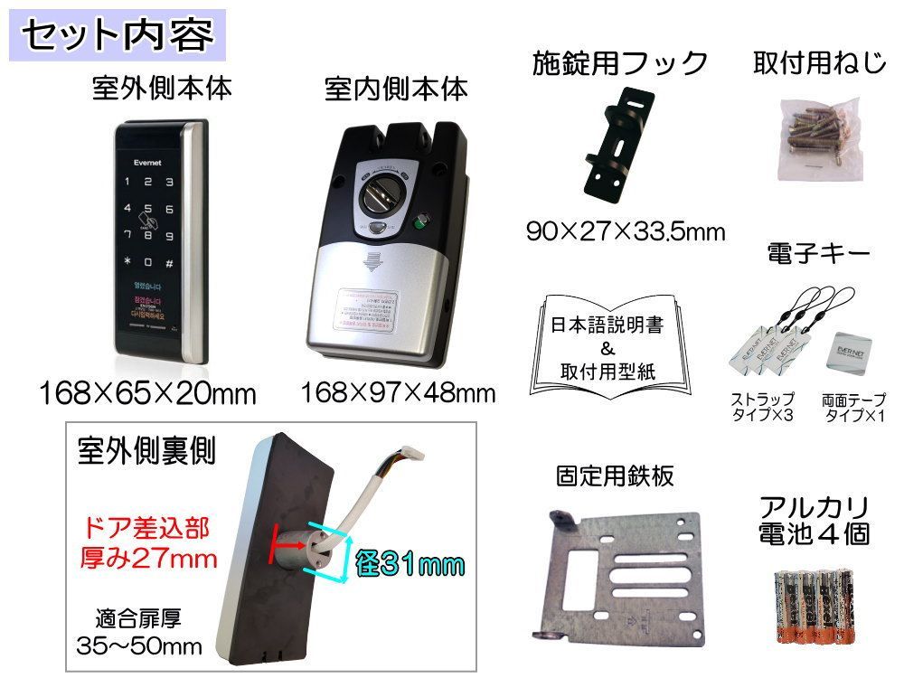 電子キー タッチパネル式ドアロック