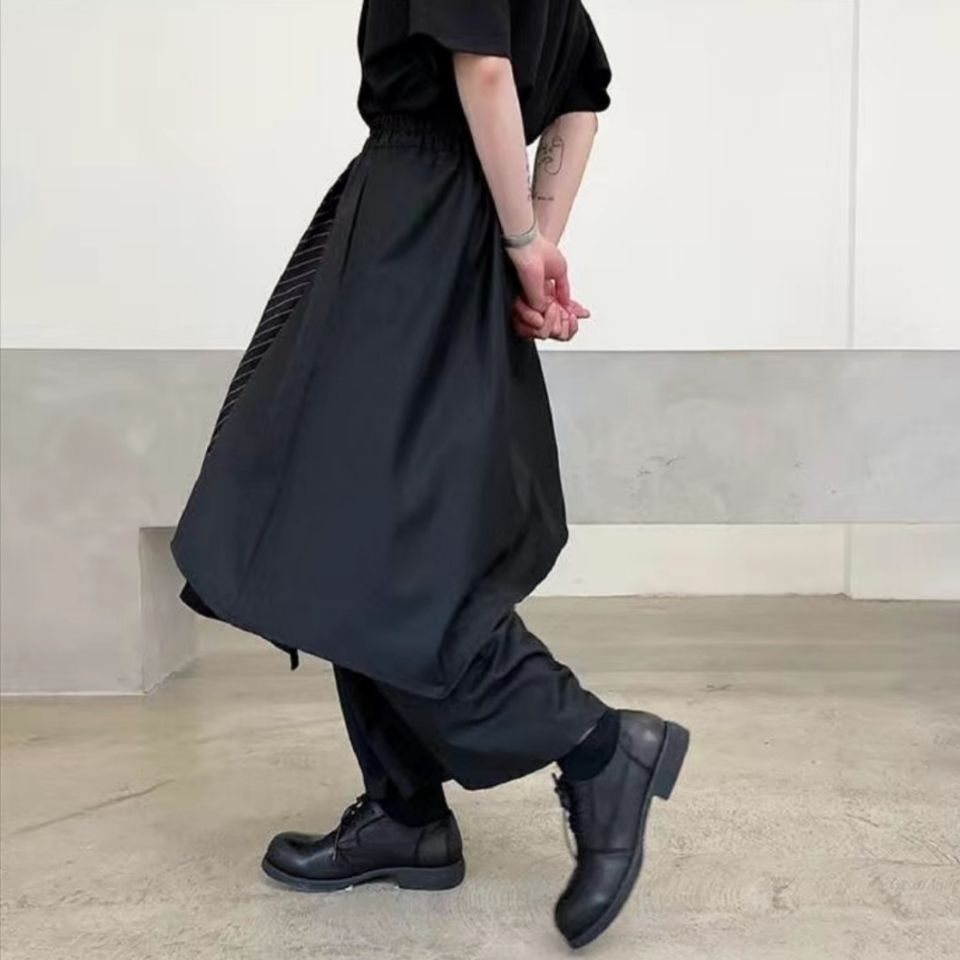 サルエルパンツ ブラック ゴムウエスト サルエルパンツ 袴パンツ 男女兼用 ワイドパンツ ゆったり