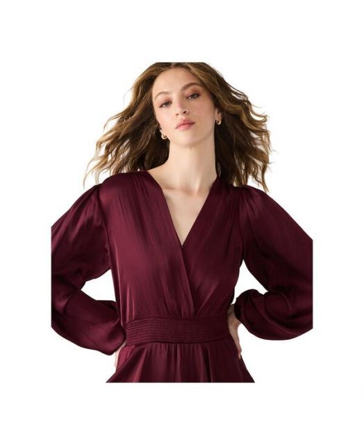 スティーブ マデン レディース ワンピース トップス Women s Bei Smocked-Waist Tiered High-Low Dress Dark Red