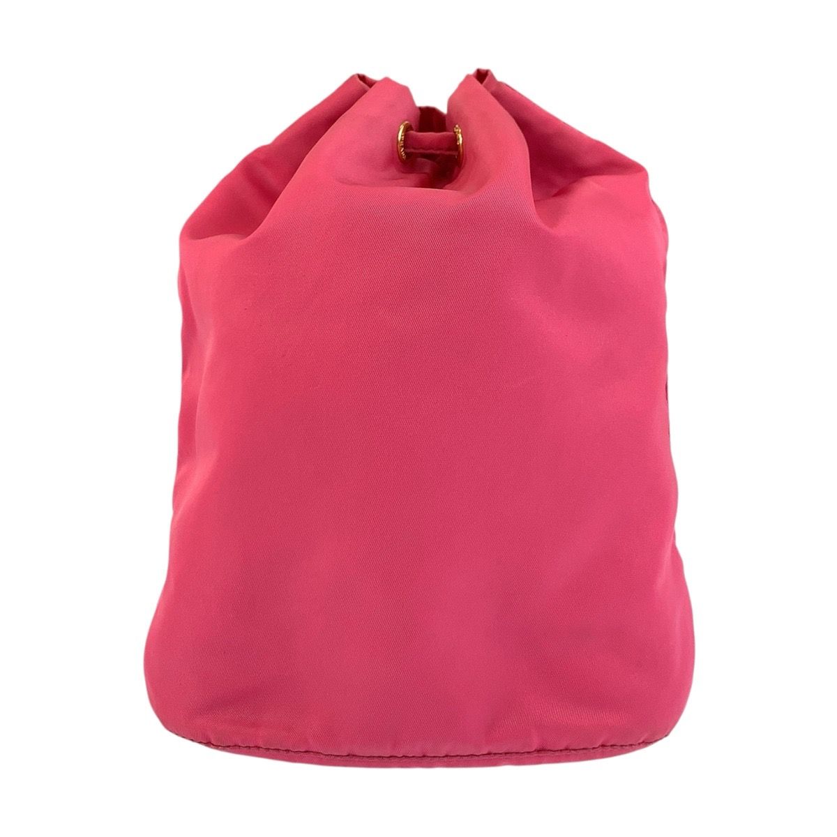 美品 PRADA プラダ テスート 三角ロゴプレート ピンク ゴールド金具  