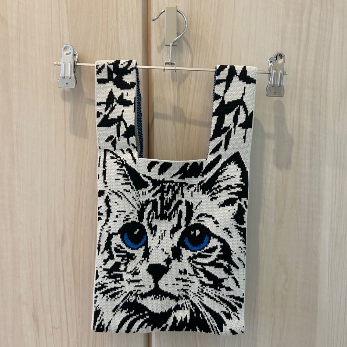 新品未使用】青い目のネコ 猫 ニットバッグ アメリカンショートヘア 