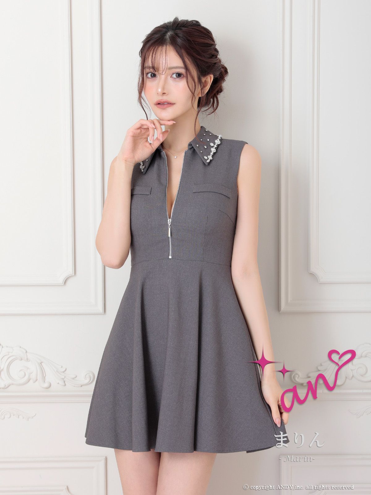 【GANNI】ショート オーガンザ パフスリーブ Vネックドレス GANNI】ショート オーガンザ パフスリーブ Vネックドレス GANNI