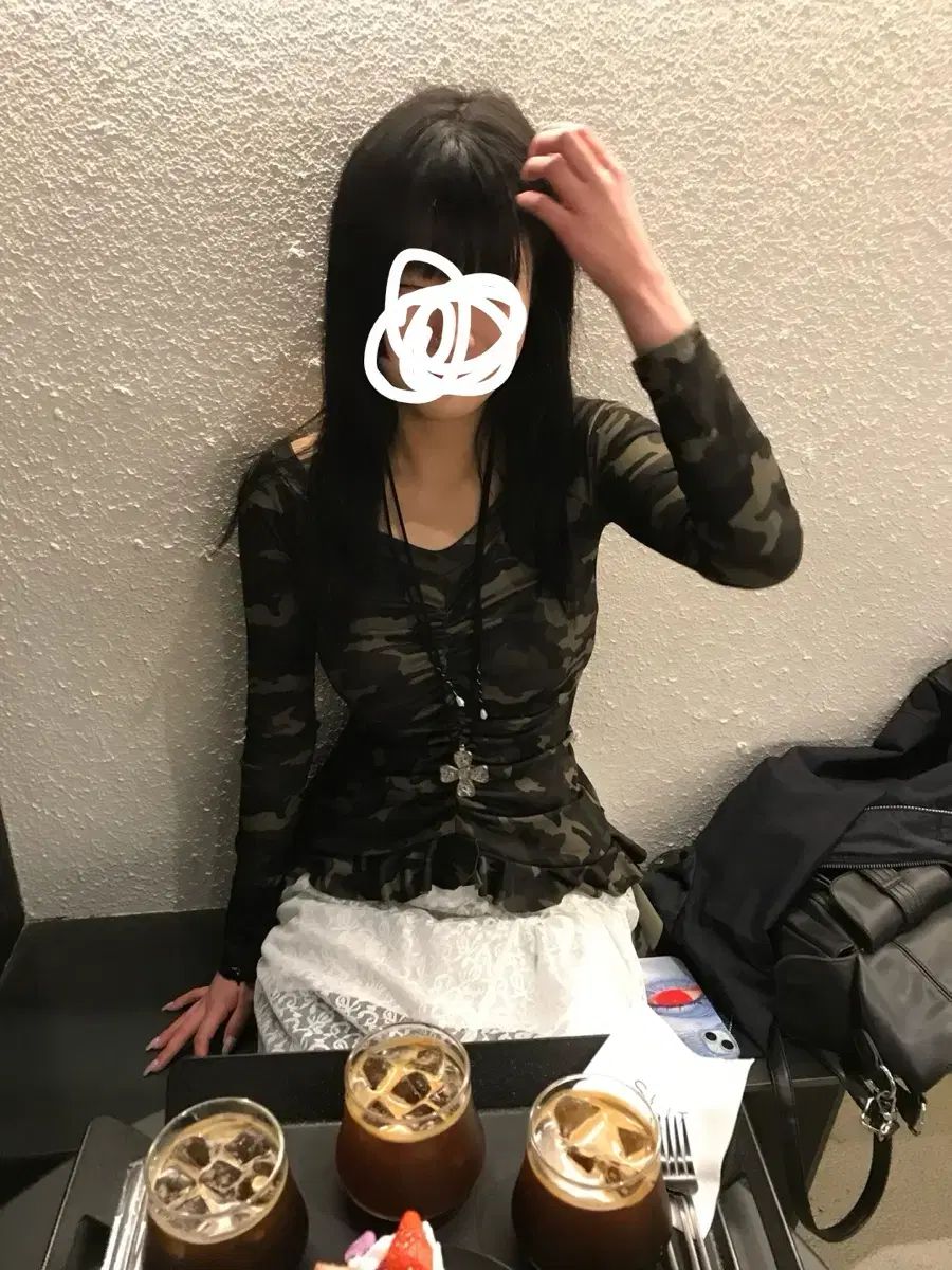 Y2k ミリタリー ギャル シャーリング オフショルダー トップス