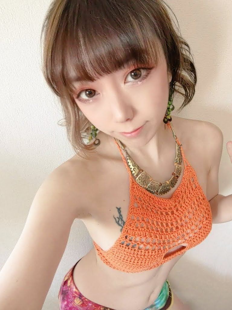 コットンクロシェトップ オレンジ