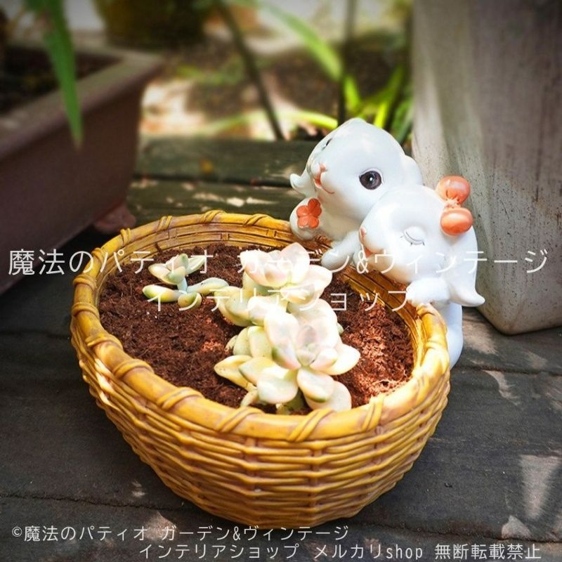 鉢植え ラビット プランター うさぎ 樹脂 ウサギ 植木鉢 かわいい