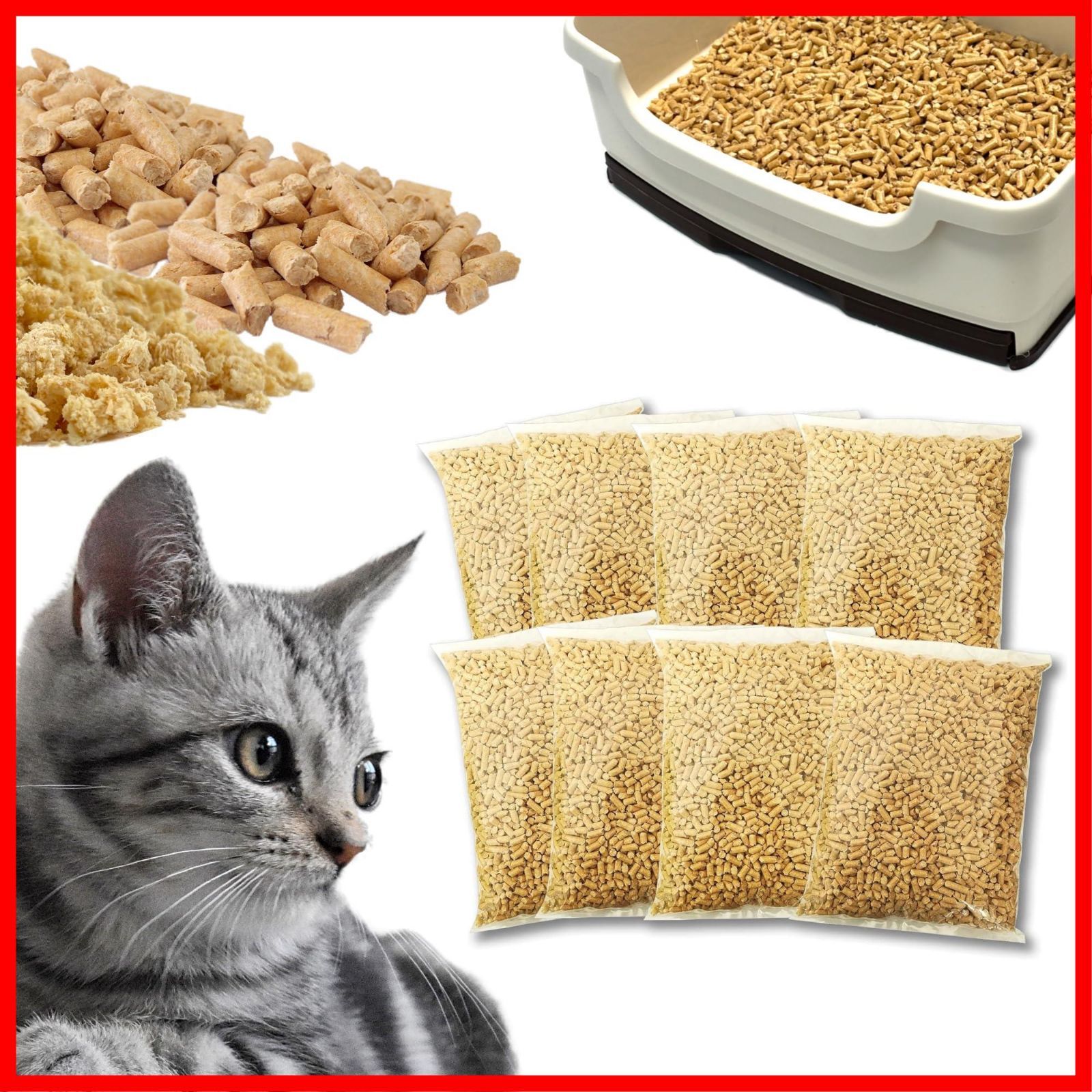 超強力消臭 x ハイグレード抗菌 岩国再生エネルギー 猫砂 システムトイレ 用 獣医師監修 木製 崩れるタイプでお掃除ラクラク 多頭買い 老猫にも ペレット 清潔長持ち 猫トイレ砂 25 6 L 16 kg 2 kgx 8袋 約250日分