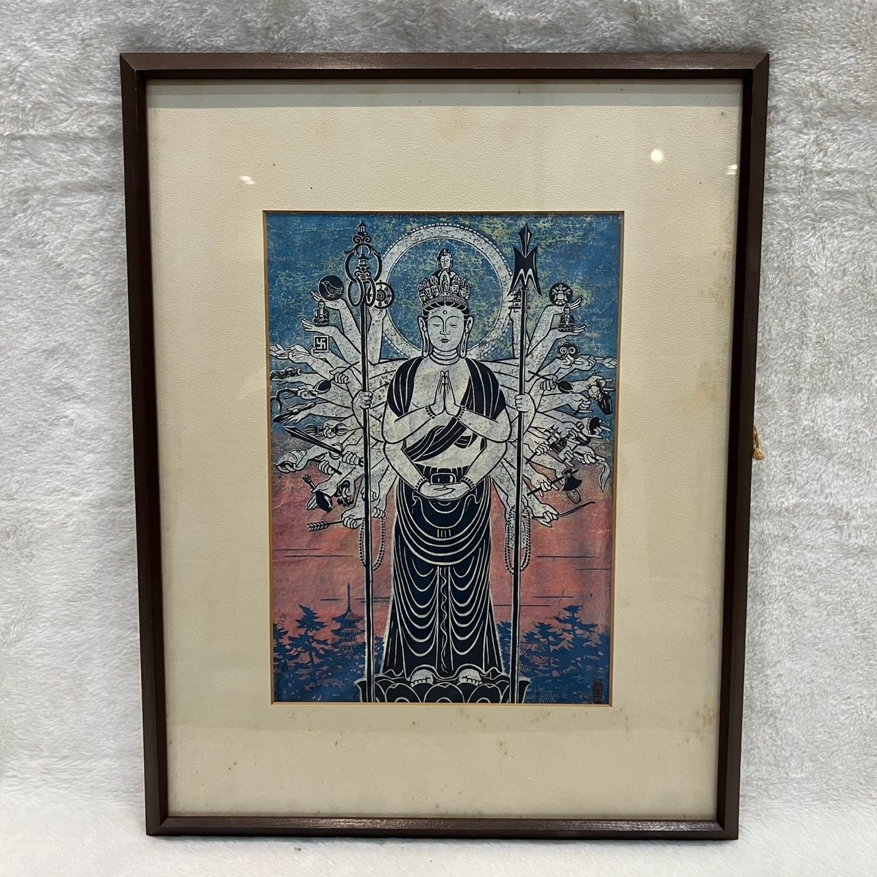 模写 千手観音菩薩 仏画 掛軸 仏教美術 仏教絵画 観音像 彩色和画 禅宗美術 法要インテリア