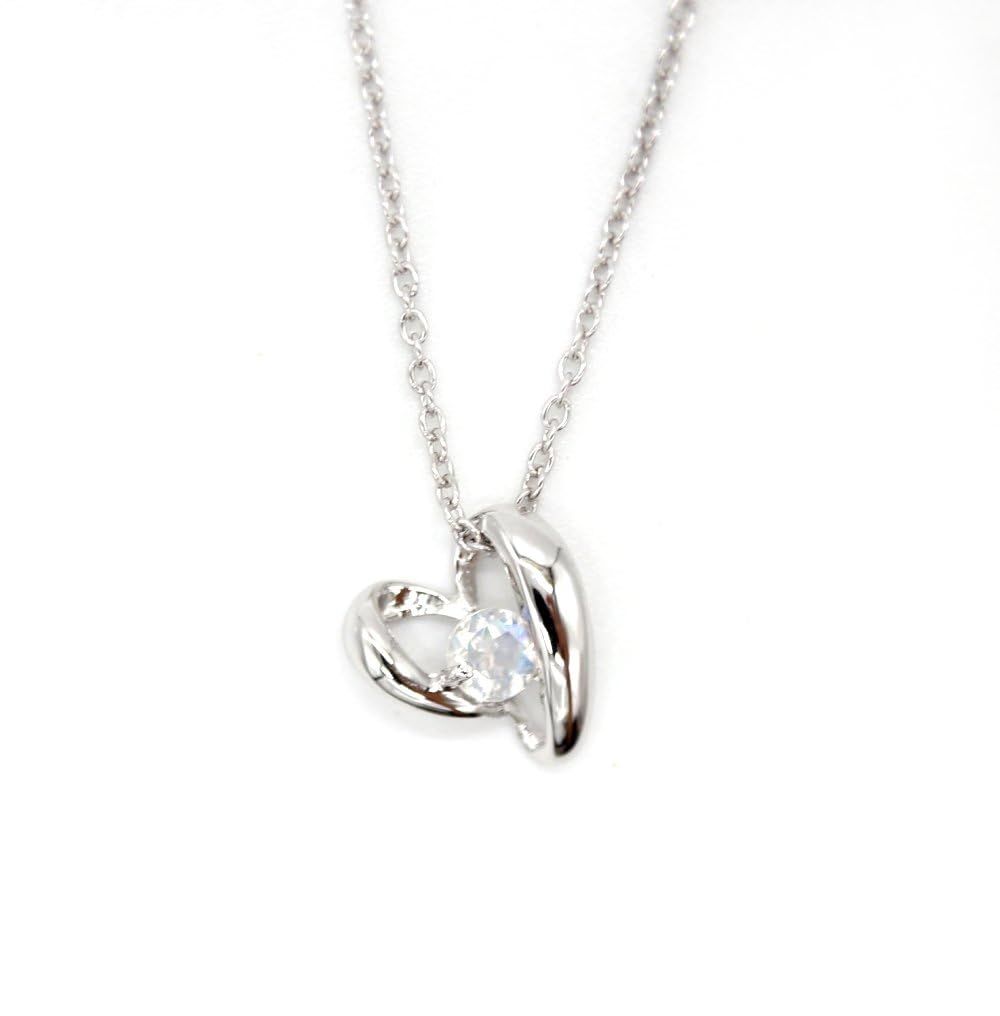 [Petit-Germe] [プチジェルム] 純銀シルバー925・誕生石 ハートネックレス 日本製 (06.6月ムーンストーン) [06.6月ムーンストーン]