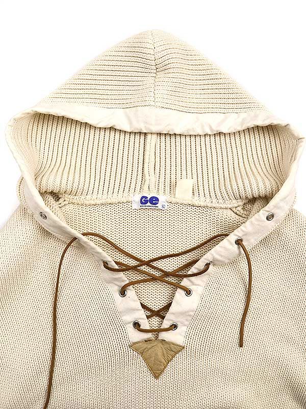 GOODENOUGH グッドイナフ レースアップニットパーカー アイボリー L