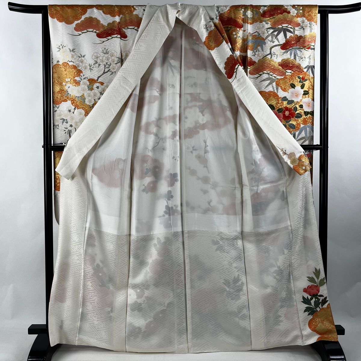 華麗 振袖 身丈167cm 【中古】 逸品 美品 正絹 クリーム 金糸 金彩 雲 ...