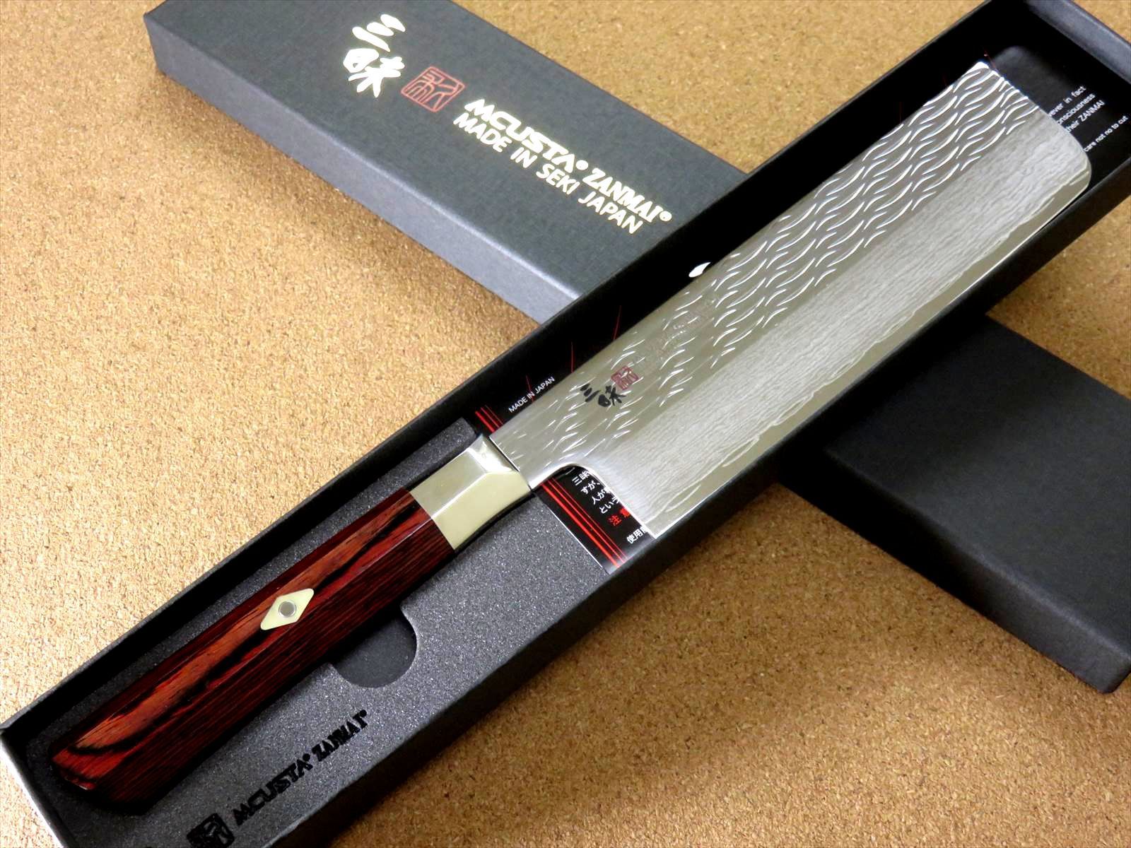 関の刃物 菜切り包丁 165mm 三昧 波目 ダマスカス33層 野菜 両刃包丁 関の刃物 菜切り包丁 165mm 三昧 波目 ダマスカス33層 野菜 両刃包丁