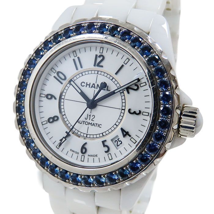 CHANEL シャネル J12 ブルーサファイアベゼル H1180 ホワイト
