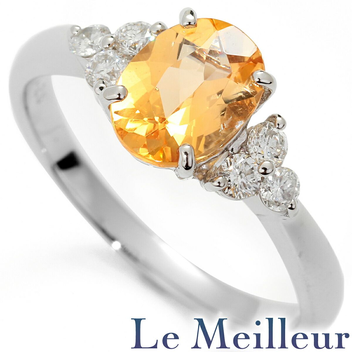 リング 指輪 インペリアルトパーズ 1.26ct ダイヤモンド 0.22ct Pt900  