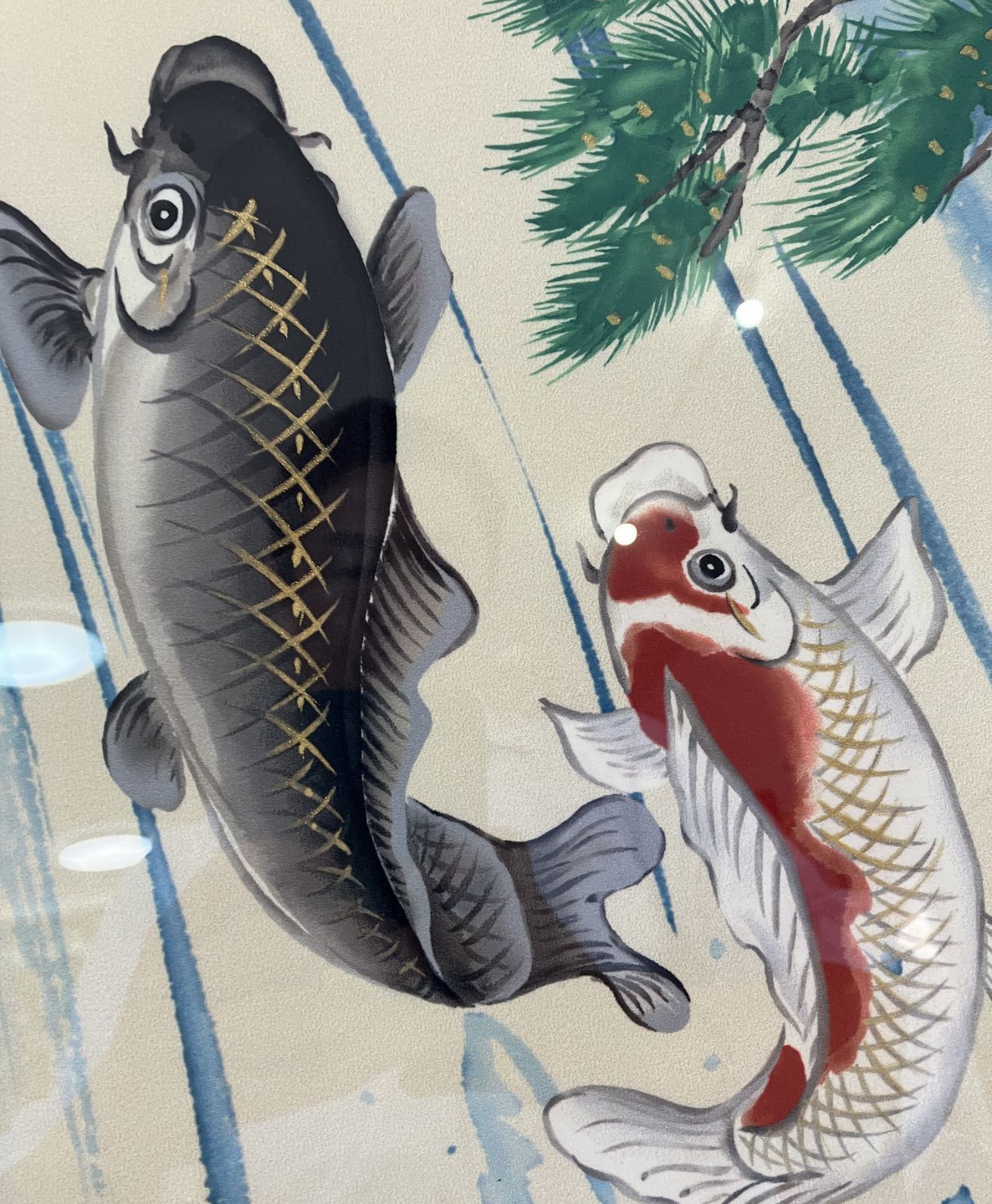 美品 掛軸 広森耕仁 夫婦鯉の滝昇り 二重箱 美品 掛軸 広森耕仁 夫婦鯉の滝昇り 二重箱 美品 掛軸