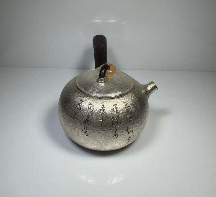 純銀製 横手急須 貴石摘 木取手 煎茶道具 長さ約15cm - メルカリ