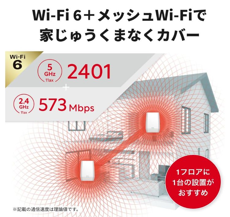 バッファロー WiFi ルーター 無線 LAN WNR-3000AX4 2SN メッシュWi-Fi ペアリング済み2台セット iPhone 15 14 iPhone SE 第三世代 Nintendo Switch PS5 動作 済み