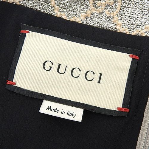 GUCCI(グッチ) GGラメ ショートドレス ワンピース ノースリーブ アパレル ファッション 38 コットン ポリエステル 金属繊維 シルバー銀 ベージュ 622982 レディース 40802139182【中古】【アラモード】