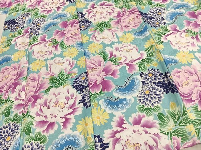 平和屋着物▽リョウコキクチ Ryoko Kikuchi 小紋 単衣 草花文 洗える