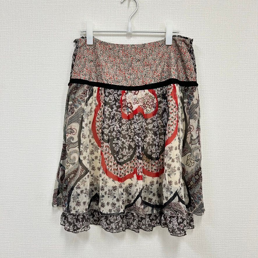 TRICOT CHIC】トリコシック USA 6 ひざ丈スカート 花柄 フレアスカート 