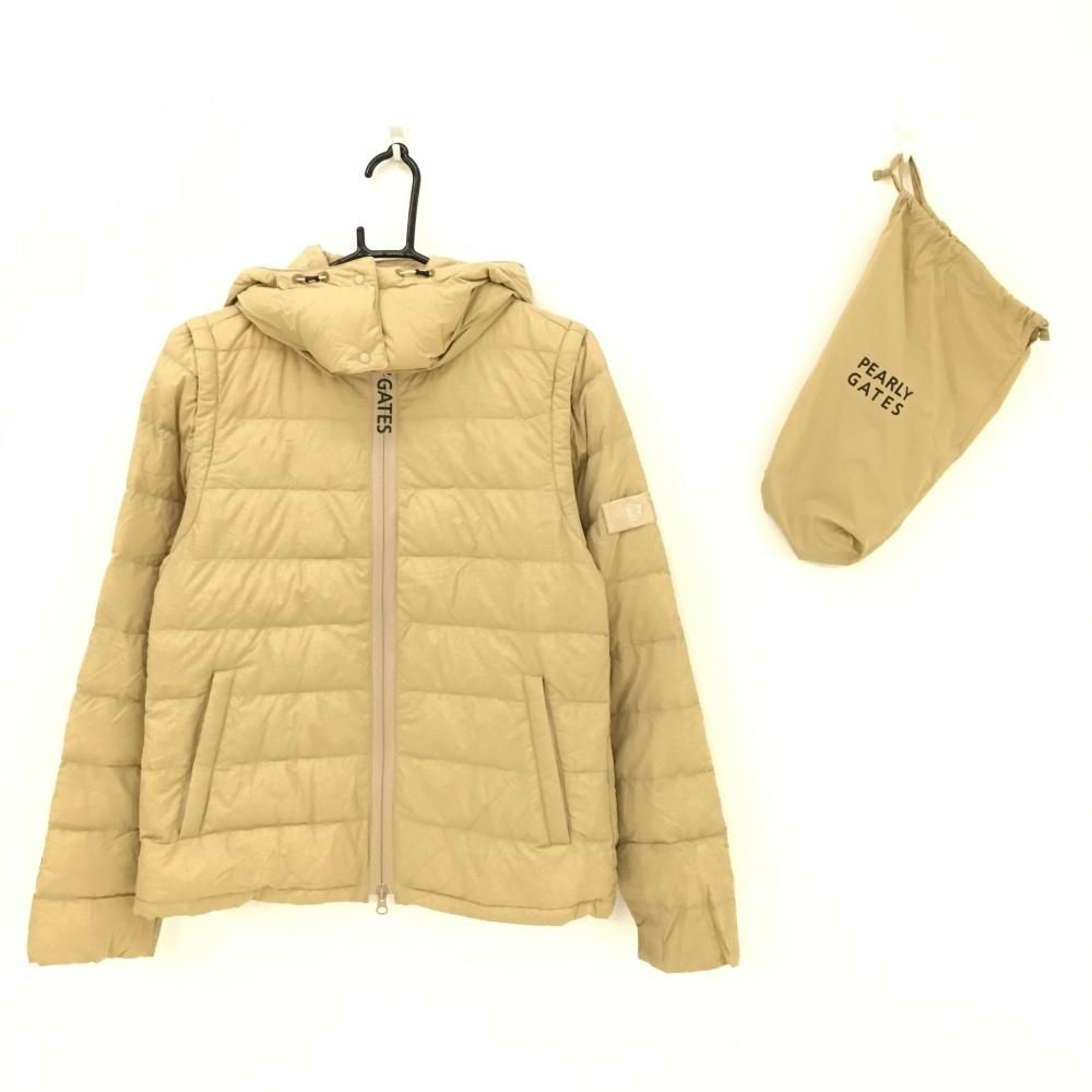 価格 パーリーゲイツ 4WAYダウンジャケット ベージュ 袖フード着脱可 収納袋 レディース 1 M ゴルフウェア モデル PEARLY GATES