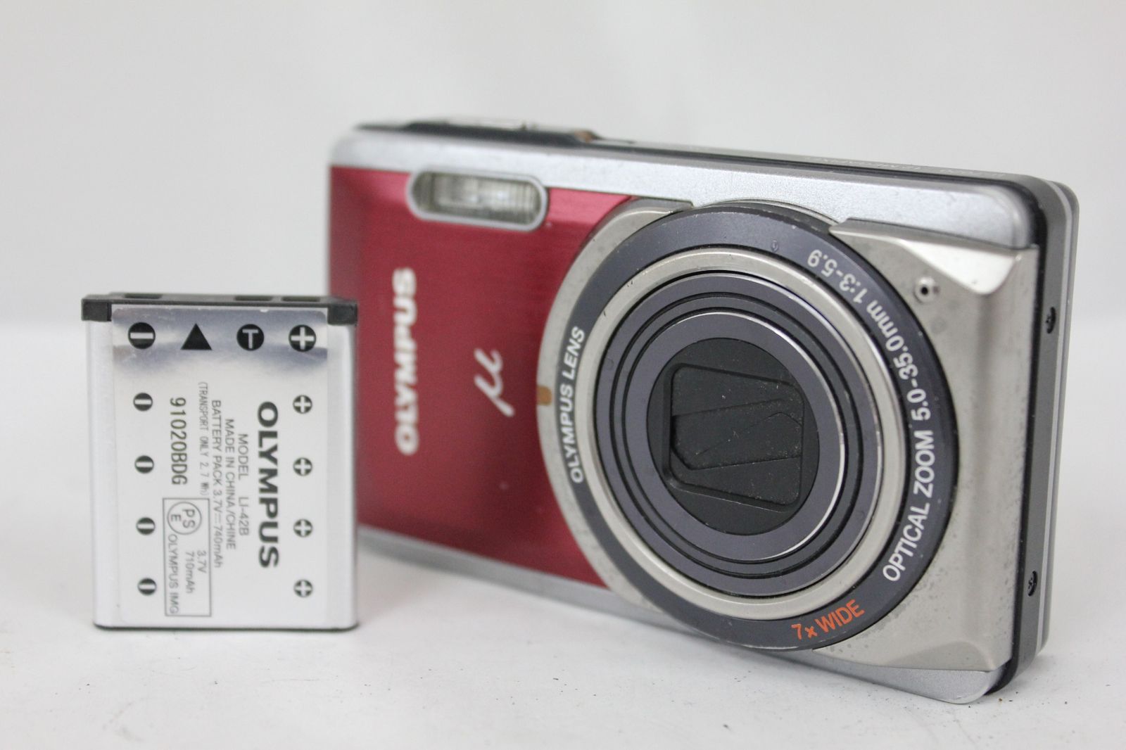 【ほぼ新品・返品保証】オリンパス　OLYMPUS μ-7020 レッド 注文 【返品保証】 オリンパス Olympus μ-7020 レッド 7x コンパクト