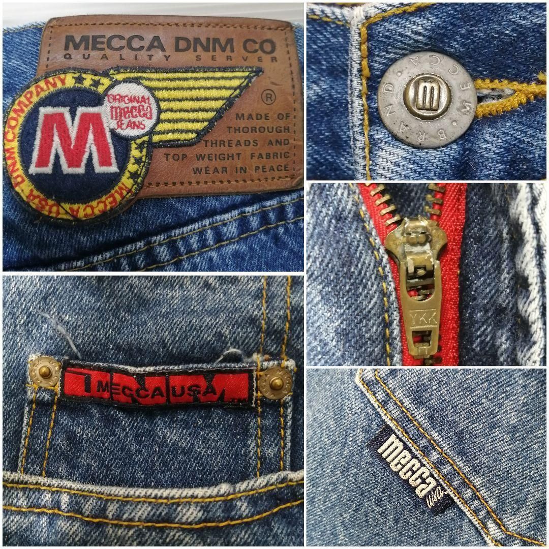 メッカ MECCA デニム バギーパンツ B系 W38 刺繍 インディゴ 90s メッカ MECCA デニム バギーパンツ B系 W38 刺繍 インディゴ 90s