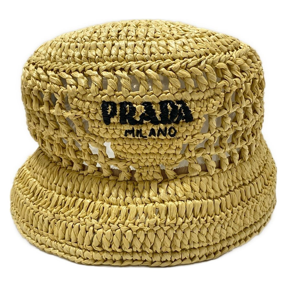 PRADA プラダ ハット S ウーブンファブリックバケットハット 1HC137 ベージュ