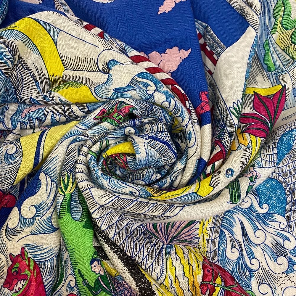 美品 エルメス HERMESカレ140 大判 ショール 宇宙誌.