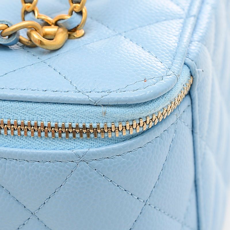 CHANEL ヴァニティ ハンドル ブルー キャビアスキン シャネル バニティ