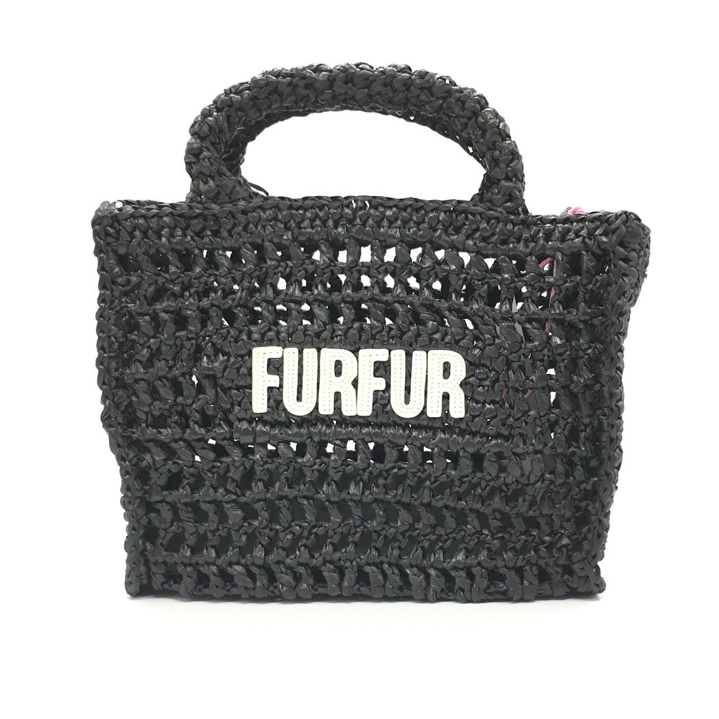 FURFUR ラフィアロゴトートバッグ 黒 ZOZOTOWN限定カラー】ラフィアロゴトートバッグ（トートバッグ