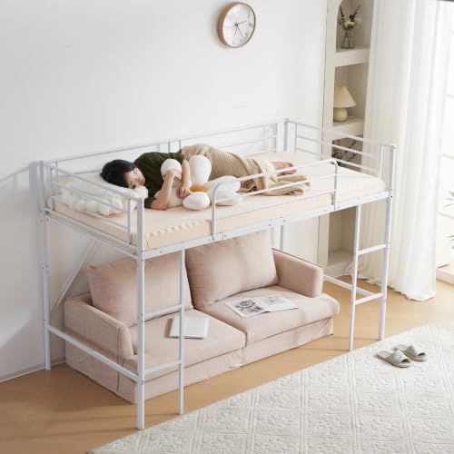 Kennkari ロフトベッド 階段付き デスク付き パイプベッド ロフト