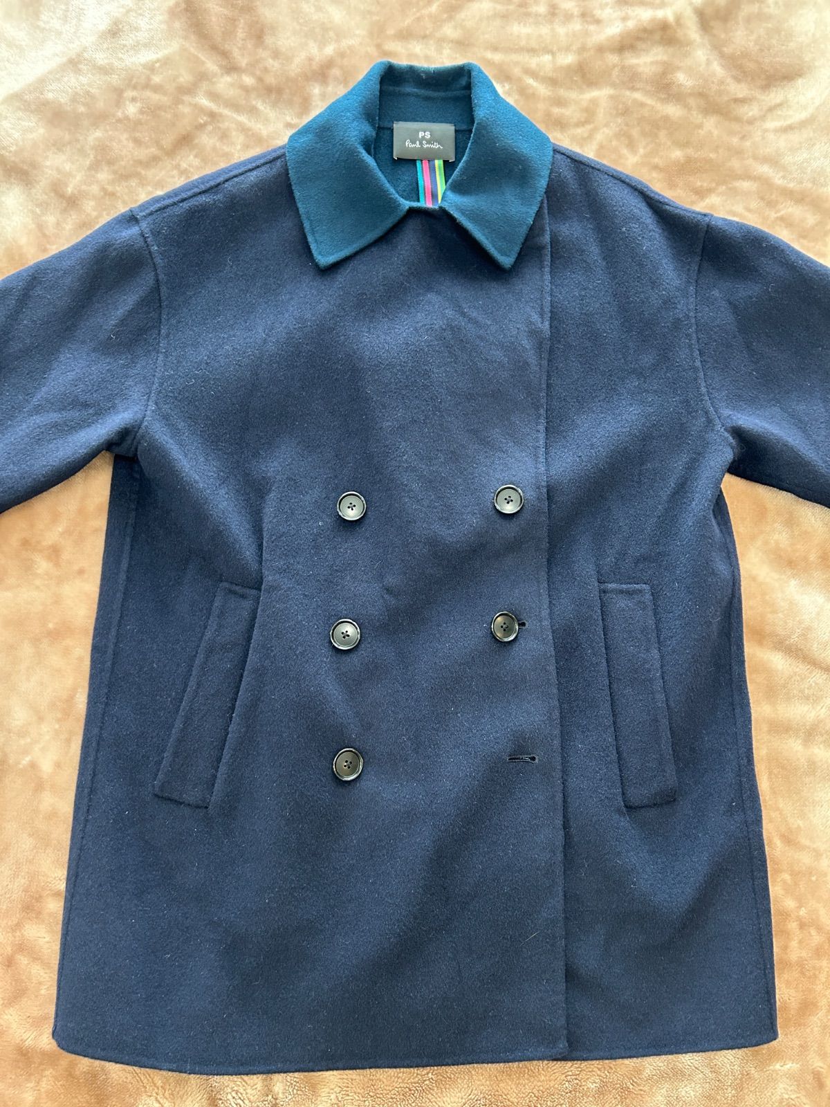 PSPaul Smith ポールスミスPコート ピーコート ウールコート ショートコート cort アウター 冬服 ステイン コート チェスターコート ネイビー紺色ダークブルー濃青色毛 ウール 表示サイズ B78～82 H87～91 T158～164
