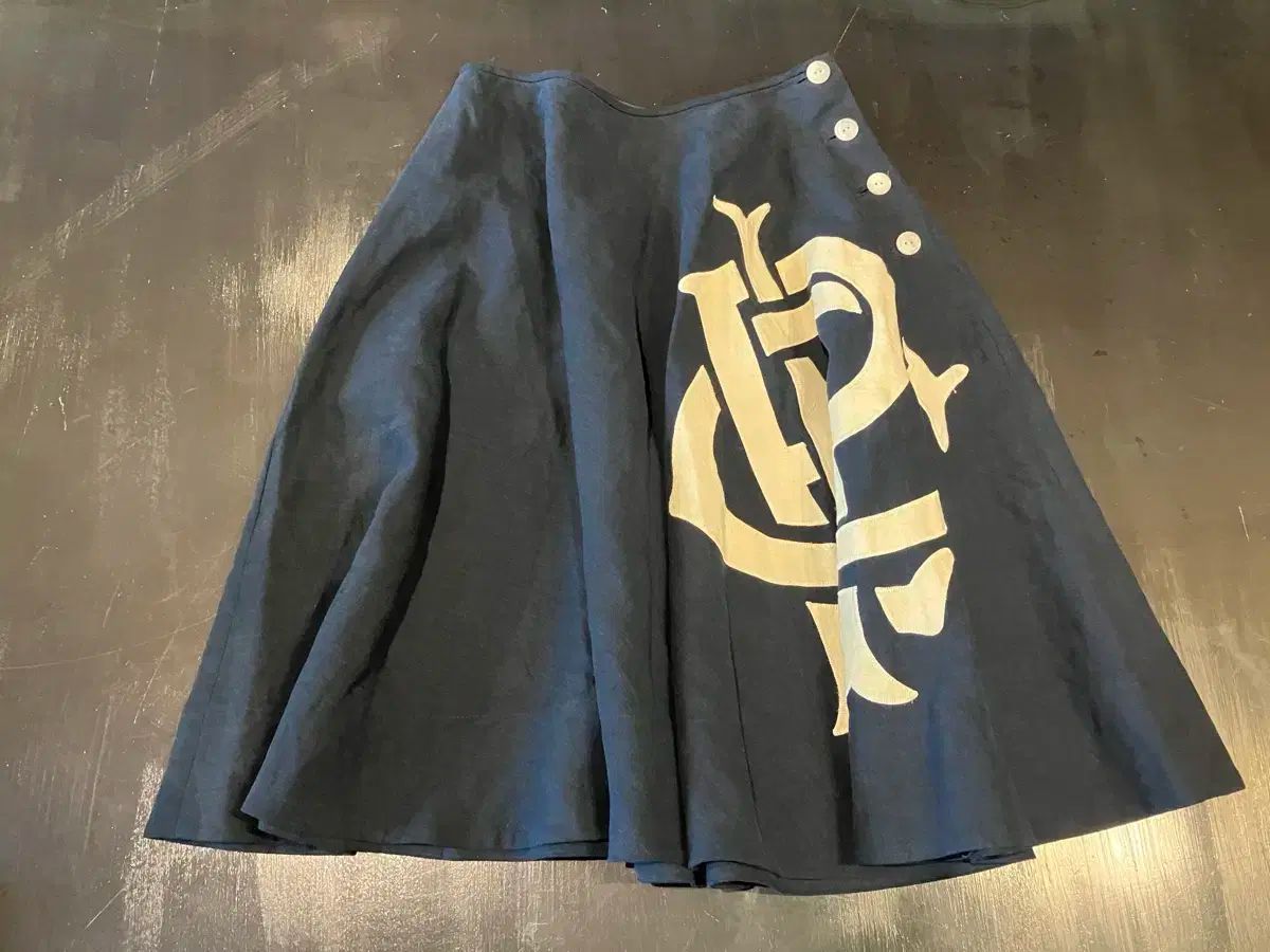 2 Ralph Lauren ラルフローレン リネン パッチ スカート ネイビー