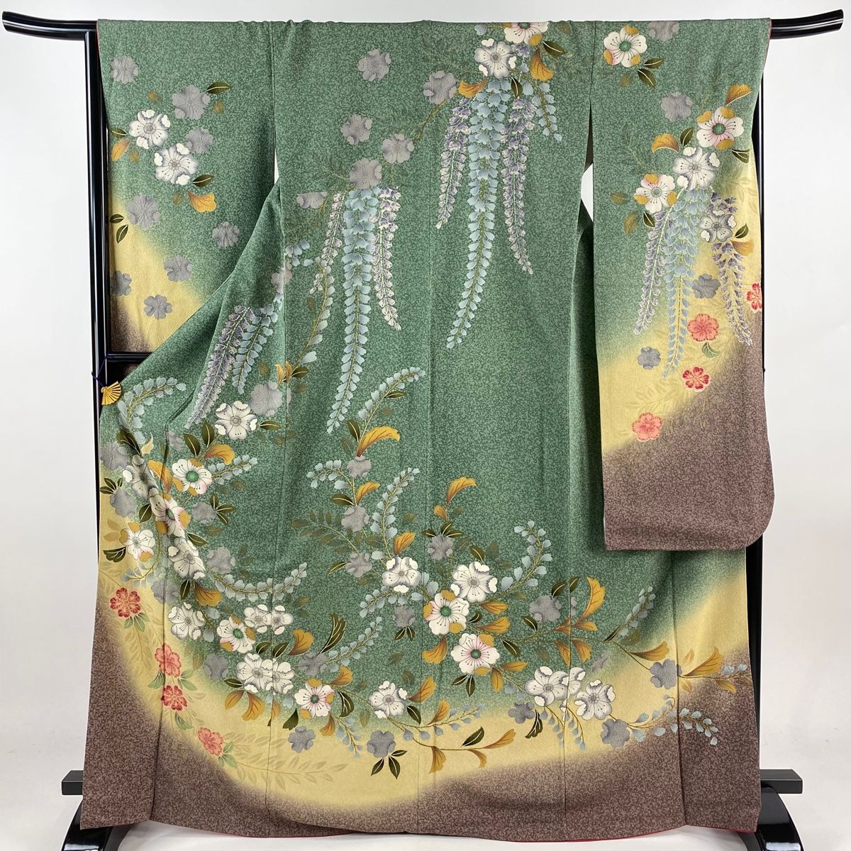 振袖 身丈168.5cm 裄丈69cm L 袷 辻が花柄 金彩 ぼかし 茜色 正絹 逸品