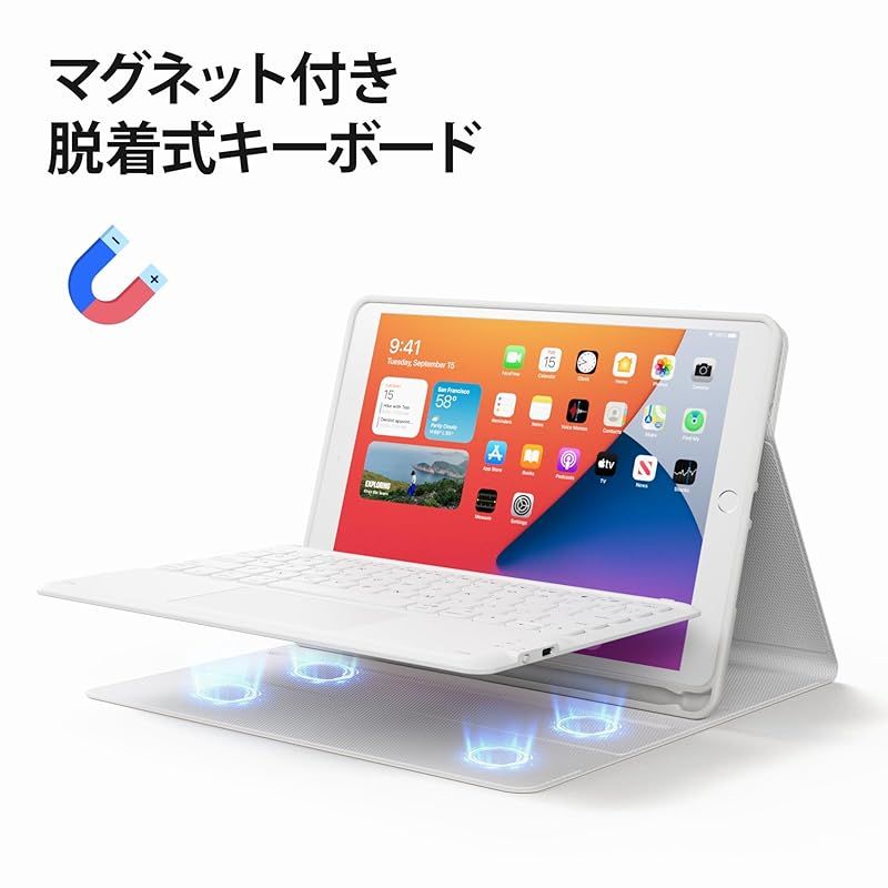 【在庫限り】iPad 9世代 キーボード iPad 8世代 キーボード ケース タッチパッド付き ipad 10.2 キーボード ケースiPad7世代キーボード[2021/2020/2019モデル] BTキーボードカバー 脱着式 多角度調整 傷