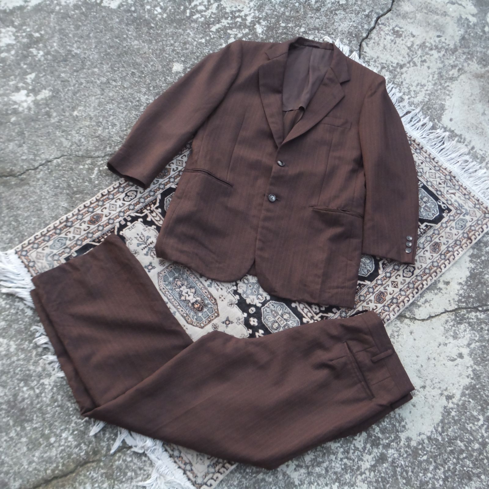 vintage suit　setup brown stripe