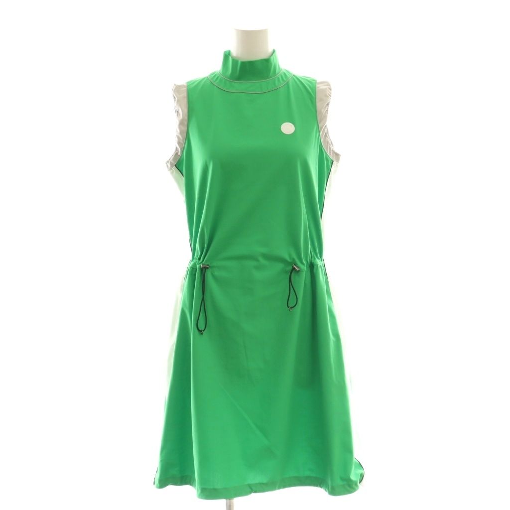 LANVINスポール ノースリーブワンピース グリーン ブラック